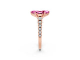 Rose gold Marquise Cut Pink Sapphire Solitaire Ring with Cathedral Setting and Pavé Band_26
