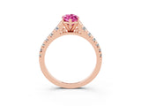 Rose gold Marquise Cut Pink Sapphire Solitaire Ring with Cathedral Setting and Pavé Band_27