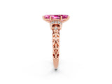 Rose gold Marquise Cut Pink Sapphire Solitaire Ring with Filigree Band and Four-Prong Setting_50