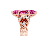 Rose gold Marquise Cut Pink Sapphire Solitaire Ring with Filigree Band and Four-Prong Setting_53