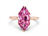 Rose gold Marquise Cut Pink Sapphire Solitaire Ring with Flower Prong Setting and Classic Band_12