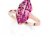 Rose gold Marquise Cut Pink Sapphire Solitaire Ring with Flower Prong Setting and Classic Band_13