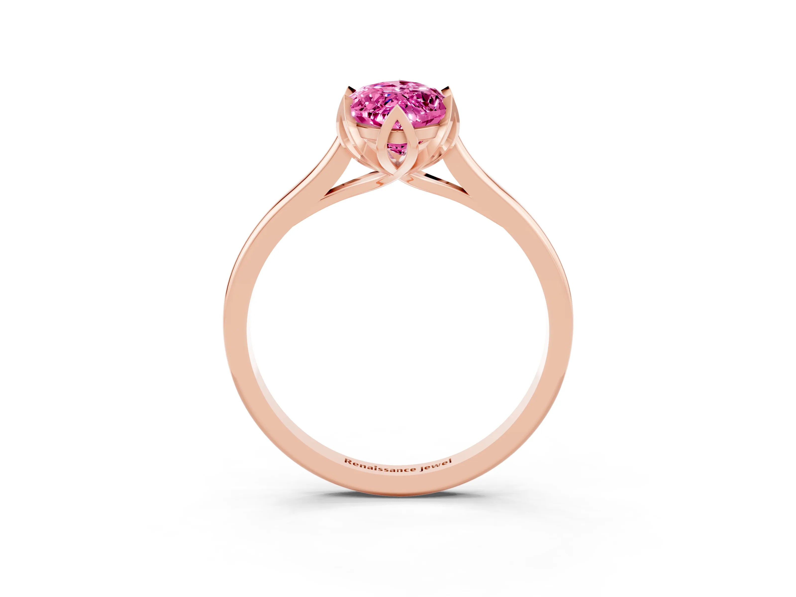 Rose gold Marquise Cut Pink Sapphire Solitaire Ring with Flower Prong Setting and Classic Band_15