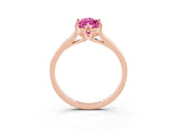 Rose gold Marquise Cut Pink Sapphire Solitaire Ring with Flower Prong Setting and Classic Band_15
