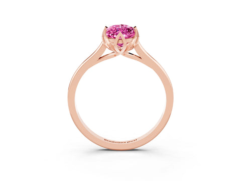 Rose gold Marquise Cut Pink Sapphire Solitaire Ring with Flower Prong Setting and Classic Band_15