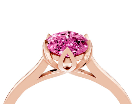 Rose gold Marquise Cut Pink Sapphire Solitaire Ring with Flower Prong Setting and Classic Band_16