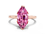 Rose gold Marquise Cut Pink Sapphire Solitaire Ring with Flower Prong Setting and Classic Band_36