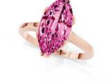 Rose gold Marquise Cut Pink Sapphire Solitaire Ring with Flower Prong Setting and Classic Band_37
