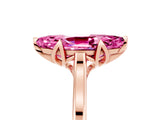 Rose gold Marquise Cut Pink Sapphire Solitaire Ring with Flower Prong Setting and Classic Band_41