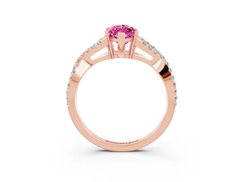 Rose gold Marquise Cut Pink Sapphire Solitaire Ring with Four-Prong Setting and Twisted Pavé Band_15