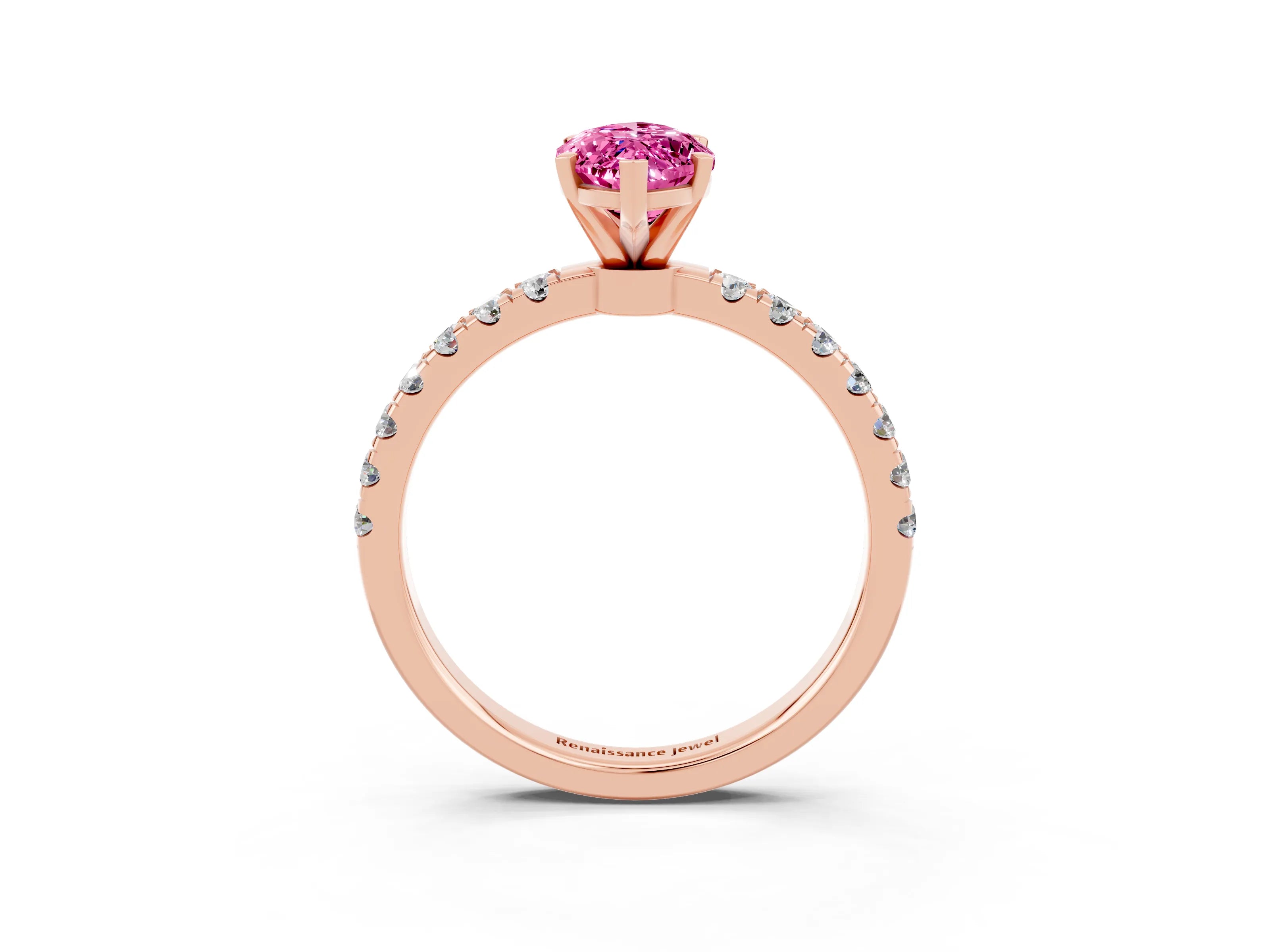 Rose gold Marquise Cut Pink Sapphire Solitaire Ring with Pavé Accents and Four-Prong Setting_27