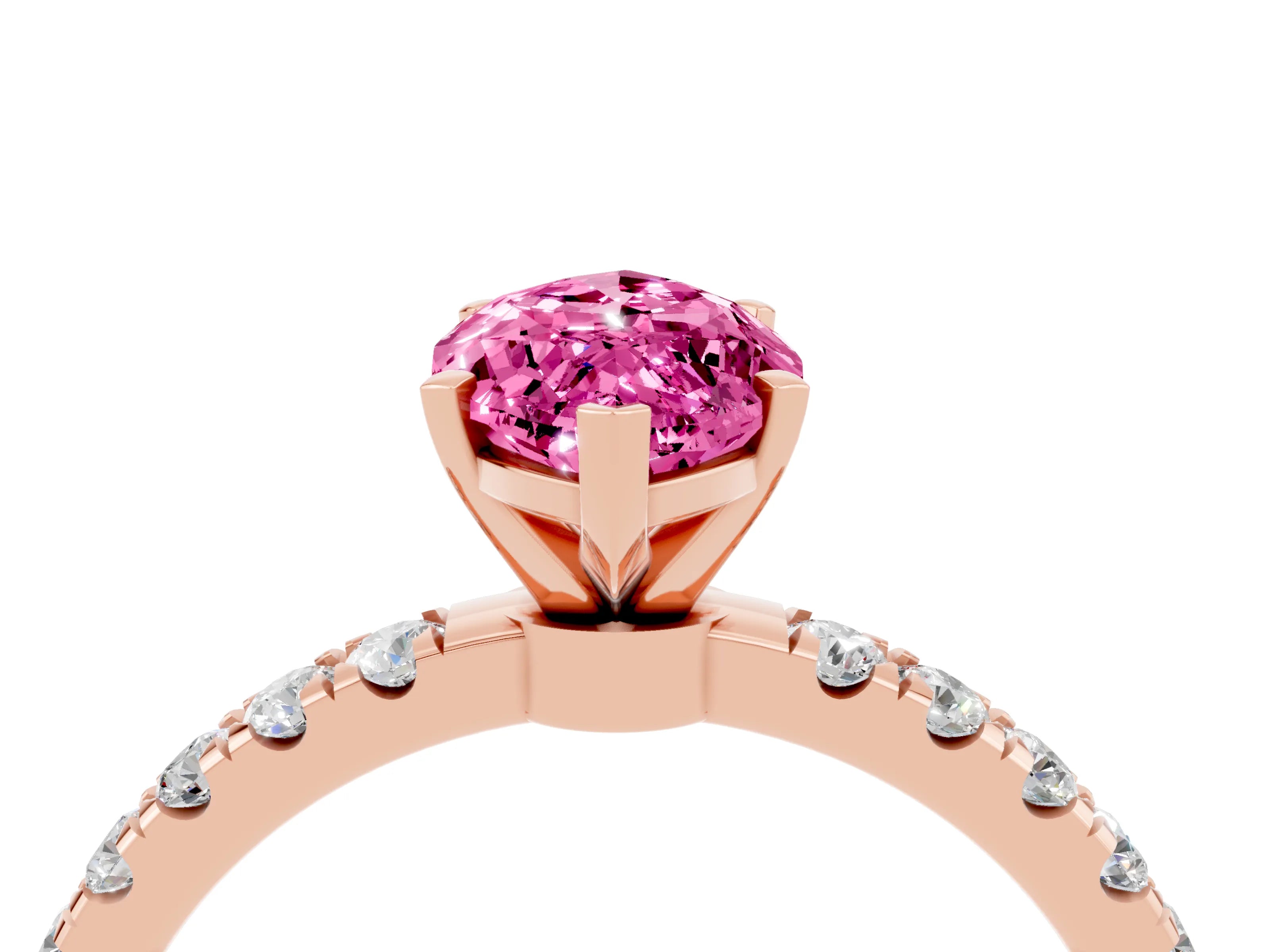 Rose gold Marquise Cut Pink Sapphire Solitaire Ring with Pavé Accents and Four-Prong Setting_28