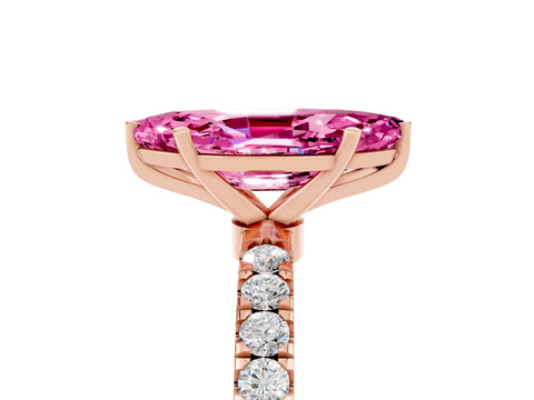 Rose gold Marquise Cut Pink Sapphire Solitaire Ring with Pavé Accents and Four-Prong Setting_29