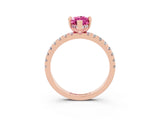 Rose gold Marquise Cut Pink Sapphire Solitaire Ring with Pavé Band and Four-Prong Setting_63