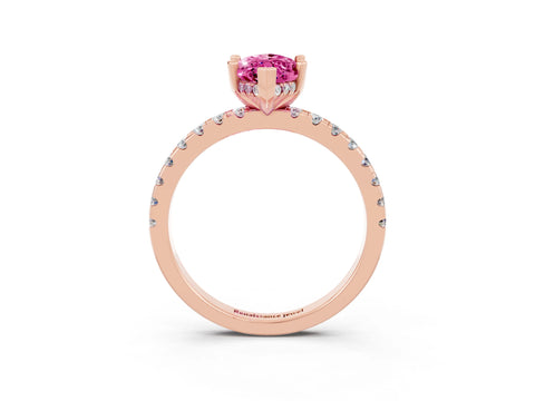 Rose gold Marquise Cut Pink Sapphire Solitaire Ring with Pavé Band and Four-Prong Setting_63