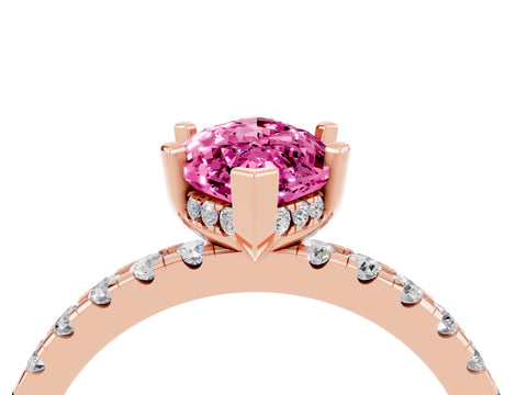 Rose gold Marquise Cut Pink Sapphire Solitaire Ring with Pavé Band and Four-Prong Setting_64