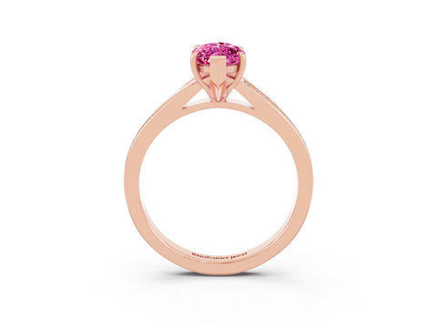 Rose gold Marquise Cut Pink Sapphire Solitaire Ring with Pavé Band and Prong Setting_3