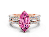 Rose gold Marquise Cut Pink Sapphire Solitaire Ring with Pavé and Channel Set Band_24