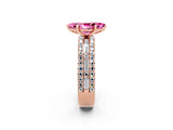 Rose gold Marquise Cut Pink Sapphire Solitaire Ring with Pavé and Channel Set Band_26