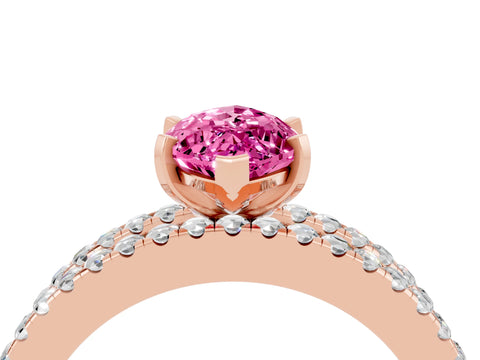 Rose gold Marquise Cut Pink Sapphire Solitaire Ring with Pavé and Channel Set Band_28