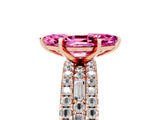 Rose gold Marquise Cut Pink Sapphire Solitaire Ring with Pavé and Channel Set Band_29