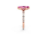 Rose gold Marquise Cut Pink Sapphire Solitaire Ring with Pave Band and Four Prong Setting_50