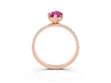 Rose gold Marquise Cut Pink Sapphire Solitaire Ring with Pave Band and Four Prong Setting_51