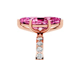 Rose gold Marquise Cut Pink Sapphire Solitaire Ring with Pave Band and Four Prong Setting_53