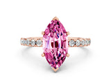 Rose gold Marquise Cut Pink Sapphire Solitaire Ring with Round  Pavé Band and Four-Prong Setting_44