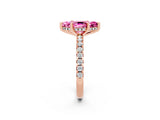 Rose gold Marquise Cut Pink Sapphire Solitaire Ring with Round  Pavé Band and Four-Prong Setting_46