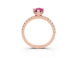Rose gold Marquise Cut Pink Sapphire Solitaire Ring with Round  Pavé Band and Four-Prong Setting_47