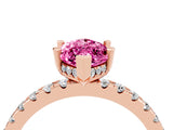 Rose gold Marquise Cut Pink Sapphire Solitaire Ring with Round  Pavé Band and Four-Prong Setting_48