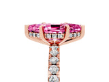 Rose gold Marquise Cut Pink Sapphire Solitaire Ring with Round  Pavé Band and Four-Prong Setting_49