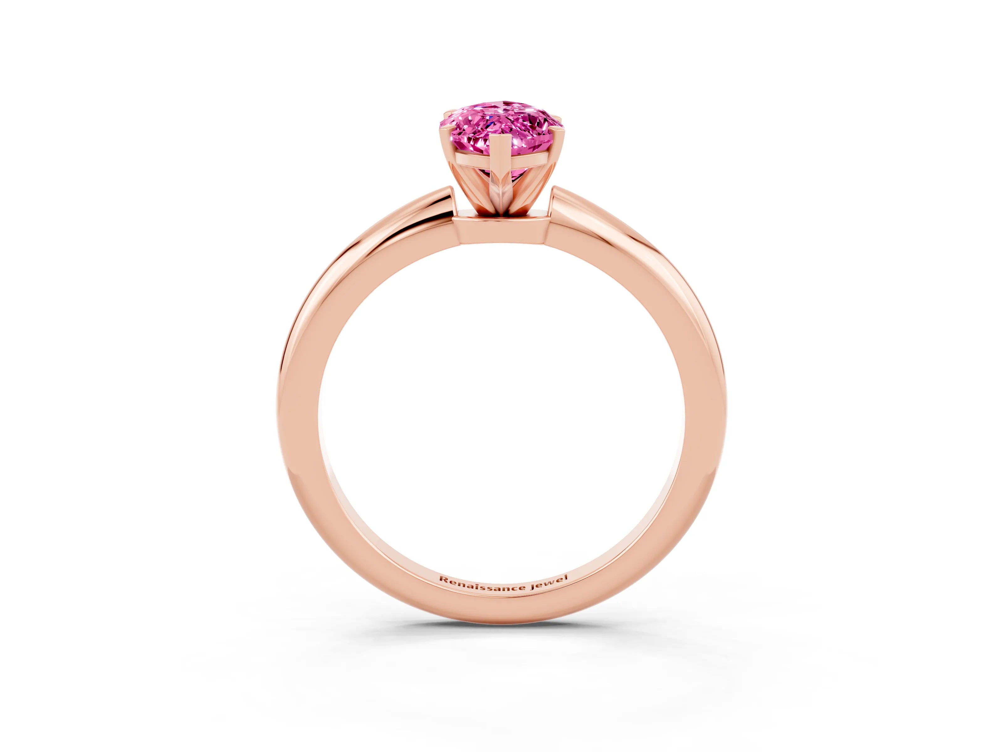 Rose gold Marquise Cut Pink Sapphire Solitaire Ring with Six-Prong Setting and Classic Band_3