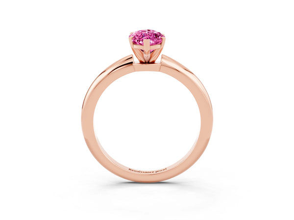 Rose gold Marquise Cut Pink Sapphire Solitaire Ring with Six-Prong Setting and Classic Band