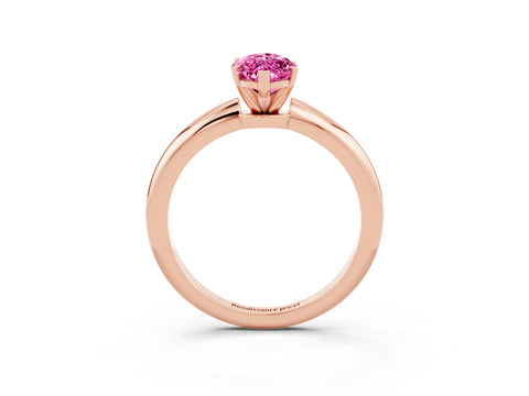 Rose gold Marquise Cut Pink Sapphire Solitaire Ring with Six-Prong Setting and Classic Band_3