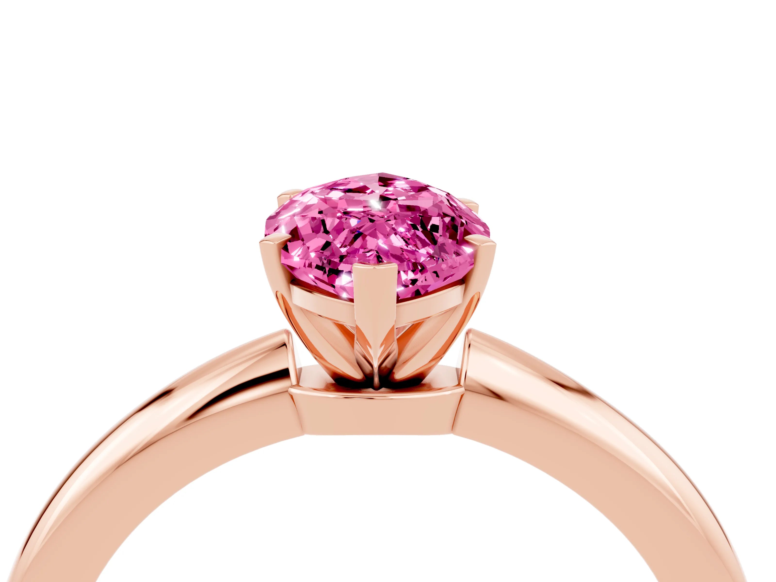 Rose gold Marquise Cut Pink Sapphire Solitaire Ring with Six-Prong Setting and Classic Band_4