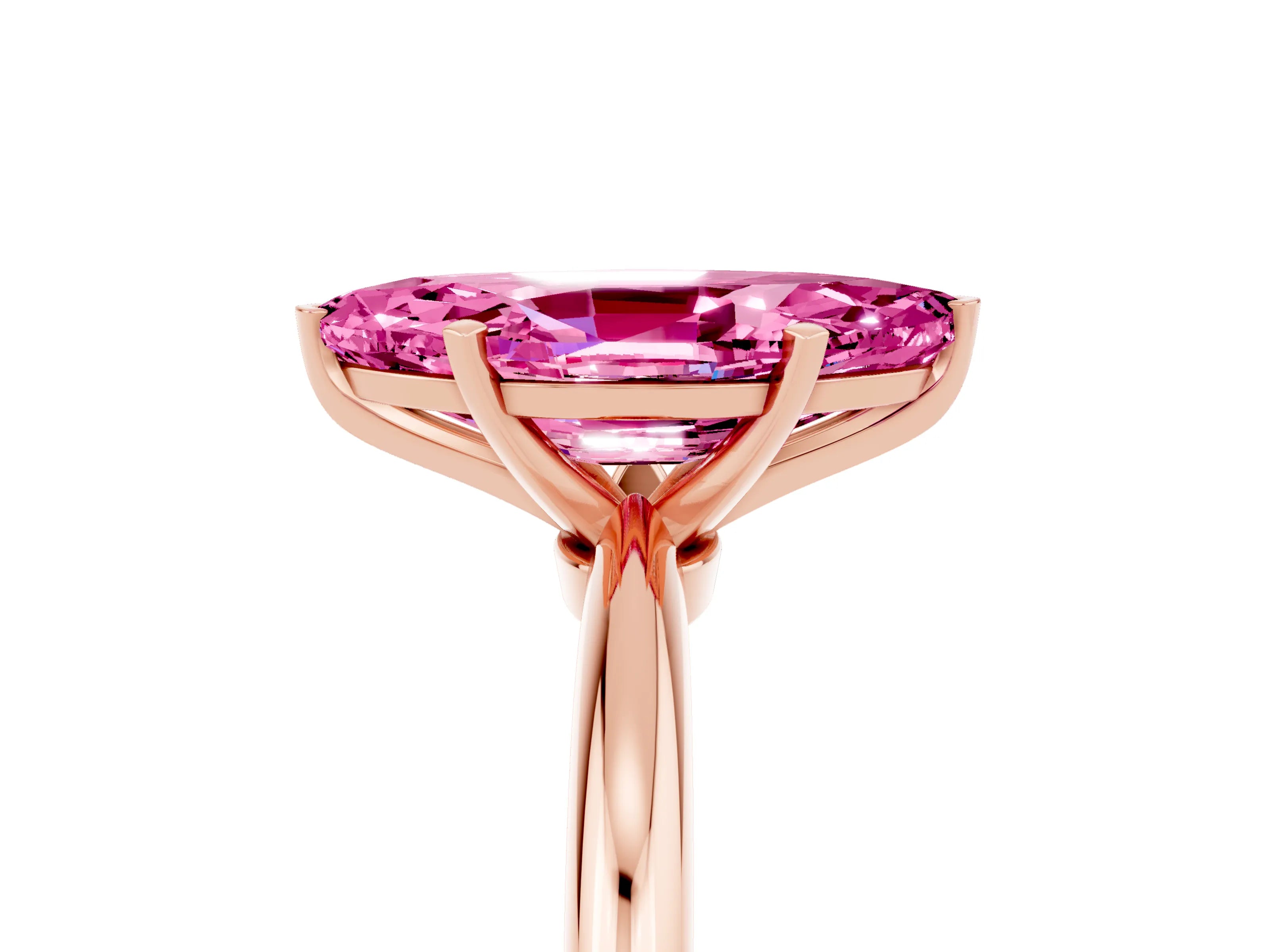Rose gold Marquise Cut Pink Sapphire Solitaire Ring with Six-Prong Setting and Classic Band_5