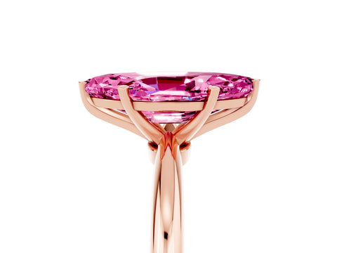 Rose gold Marquise Cut Pink Sapphire Solitaire Ring with Six-Prong Setting and Classic Band_5