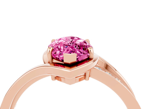 Rose gold Marquise Cut Pink Sapphire Solitaire Ring with Split Shank and Prong Setting_4