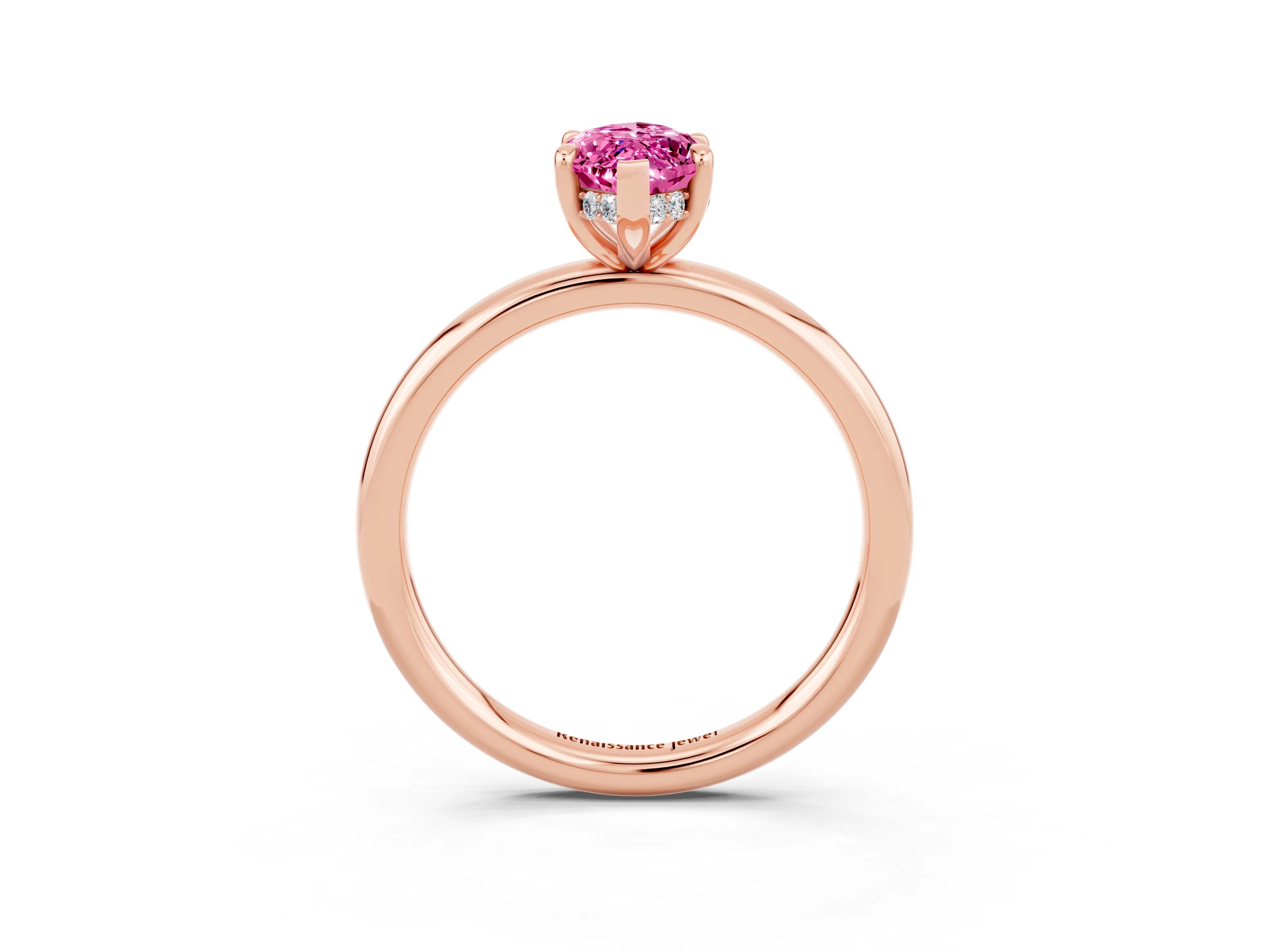 Rose gold Marquise Cut Pink Sapphire Solitaire Ring with Thin Band and Four-Prong Setting_39
