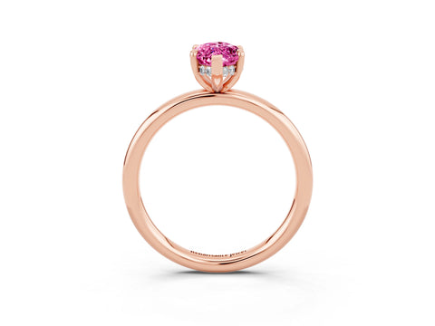 Rose gold Marquise Cut Pink Sapphire Solitaire Ring with Thin Band and Four-Prong Setting_39
