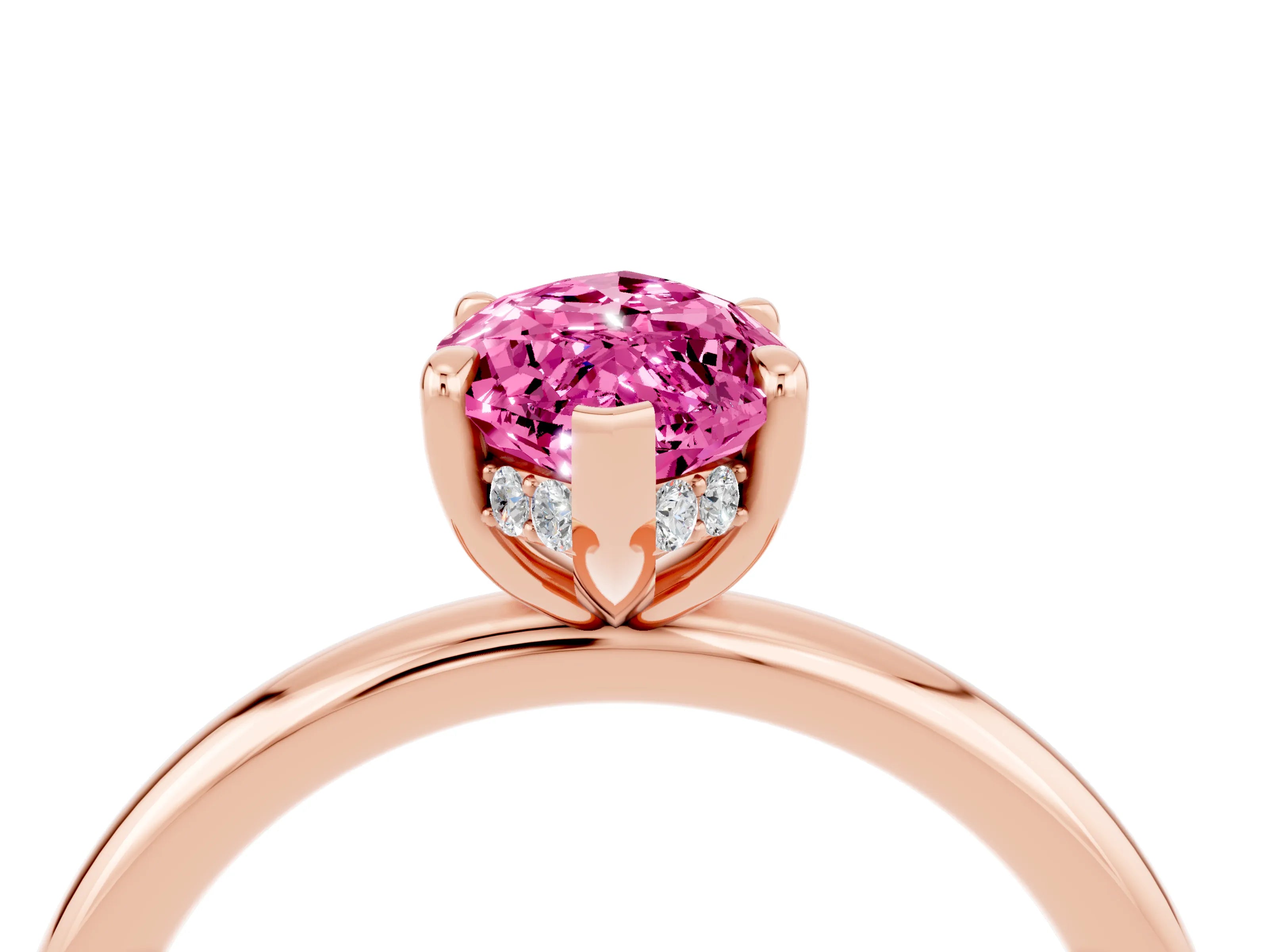 Rose gold Marquise Cut Pink Sapphire Solitaire Ring with Thin Band and Four-Prong Setting_40