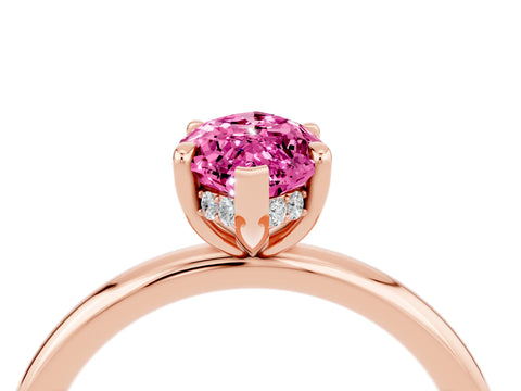 Rose gold Marquise Cut Pink Sapphire Solitaire Ring with Thin Band and Four-Prong Setting_40