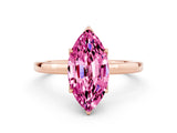 Rose gold Marquise Cut Pink Sapphire Solitaire Ring with Thin Band and Prong Setting_12