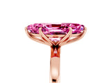 Rose gold Marquise Cut Pink Sapphire Solitaire Ring with Thin Band and Prong Setting_17