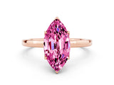 Rose gold Marquise Cut Pink Sapphire Solitaire Ring with Thin Band and Prong Setting_24