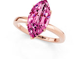 Rose gold Marquise Cut Pink Sapphire Solitaire Ring with Thin Band and Prong Setting_25