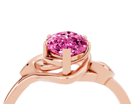 Rose gold Marquise Cut Pink Sapphire Solitaire Ring with Twist Band and Four-Prong Setting_28