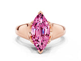 Rose gold Marquise Cut Pink Sapphire Solitaire Ring with Wide Band and Prong Setting_24